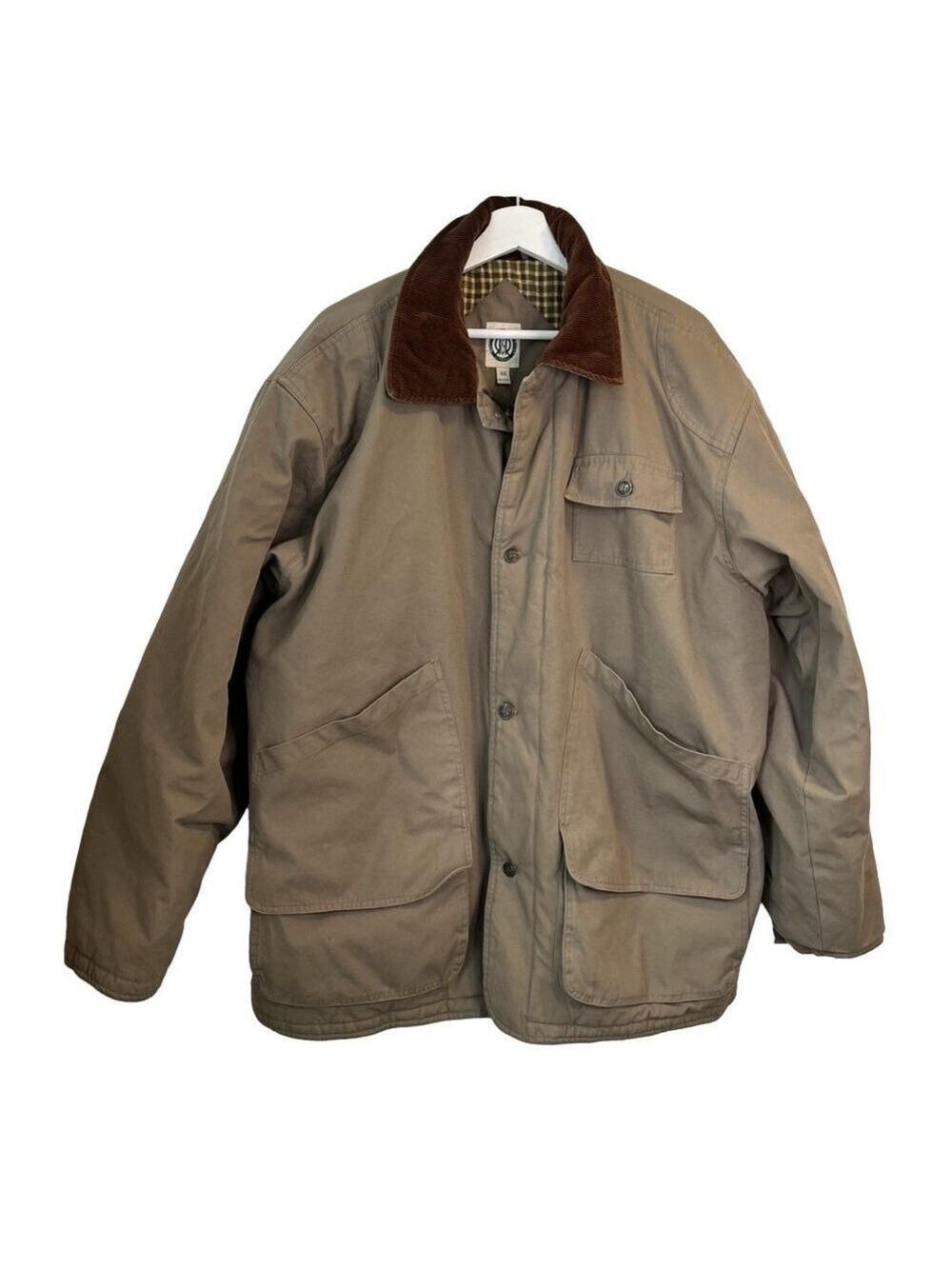 Men's Vintage R&R Chore Jacket Barn Coat Utility Corduroy Collar Khaki Brown 44 - Picture 3 of 16